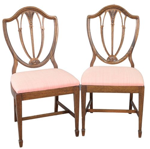 SET OF SIX SHIELD BACK DINING CHAIRS,
