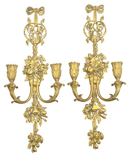 PAIR OF FRENCH GILT BRONZE SCONCES 379d02