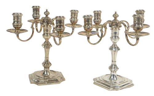 PAIR ENGLISH STERLING SILVER CANDELABRAS  379d32