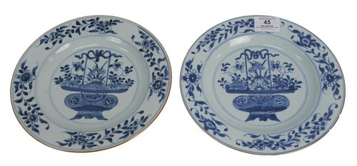 SET OF EIGHT BLUE AND WHITE PLATES