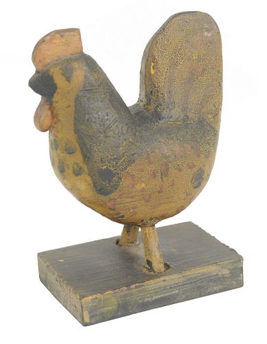 SMALL FOLK ART CHICKEN CARVED WOOD 379d54