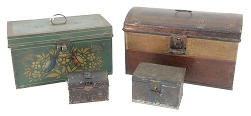 FOUR PAINTED TOLE BOXES TO INCLUDE 379d55