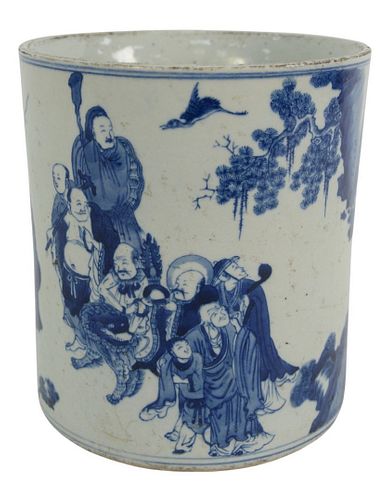 CHINESE BLUE AND WHITE BRUSH POT 379d6a
