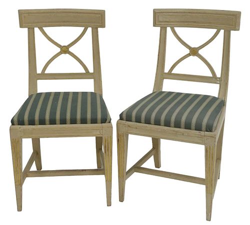 PAIR OF LOUIS XVI SIDE CHAIRS PAINTED