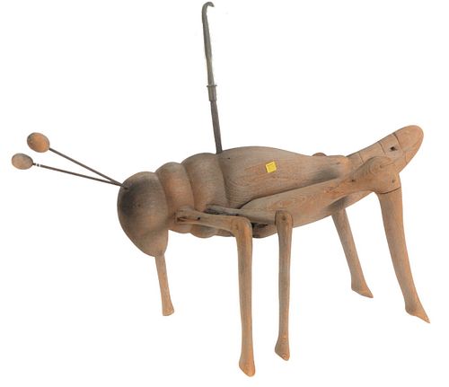 CARVED FOLK ART GRASSHOPPER WEATHERVANE  379d7b