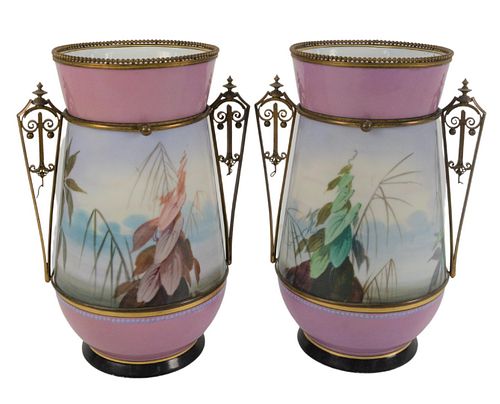 PAIR OF PARIS PORCELAIN VASES MOUNTED 379d8e