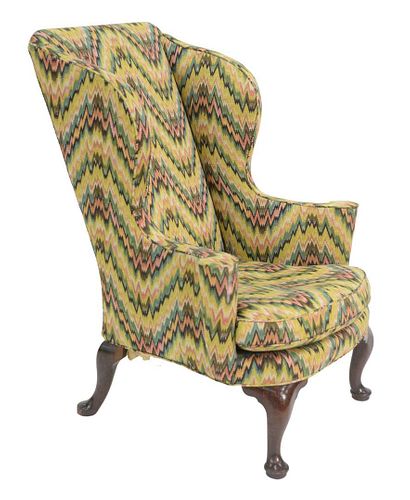 QUEEN ANNE UPHOLSTERED WING CHAIR