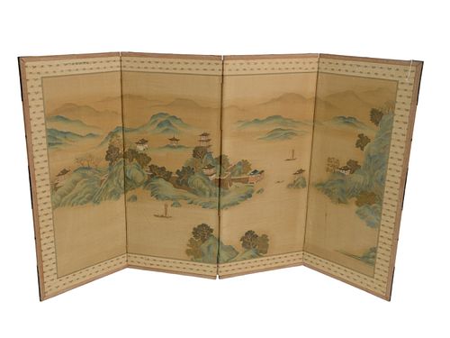 CHINESE FOUR PANEL SILK SCREEN