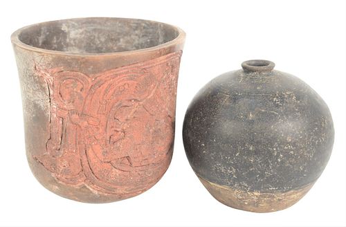 TWO GLAZED POTTERY VESSELS, TO