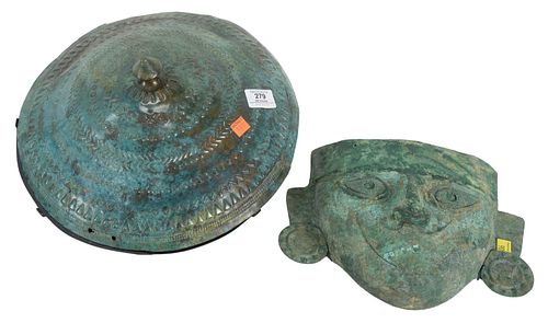 TWO METAL MAYAN-STYLE ITEMS TO