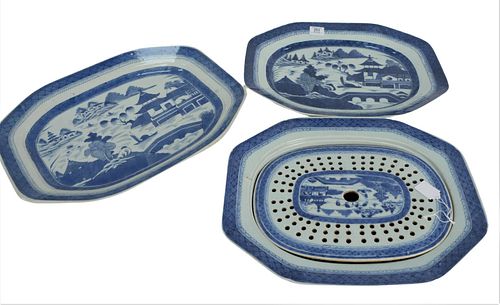 THREE CANTON LARGE PLATTERS ONE 379e2c