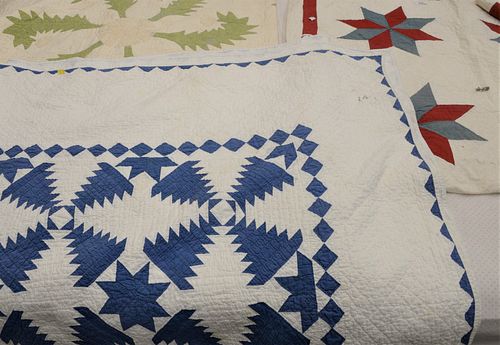 GROUP OF THREE QUILTS, RED WHITE