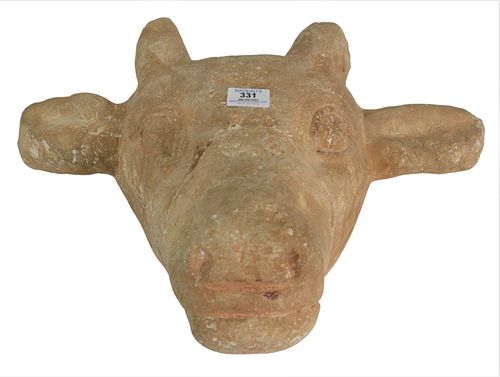 EARLY CARVED STONE HEAD OF A BULL  379e7c