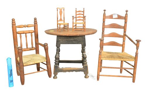 FIVE PIECE GROUP OF MINIATURE FURNITURE 379eb5