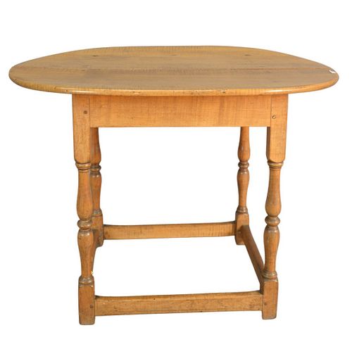 TAVERN TABLE WITH OVAL TIGER MAPLE 379ebb