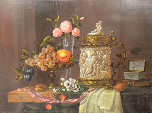 STILL LIFE WITH GRAPES, CHESTNUT, A