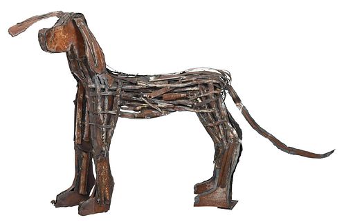 SHEET METAL AND MIXED MEDIA DOG SCULPTURE(20th/21st