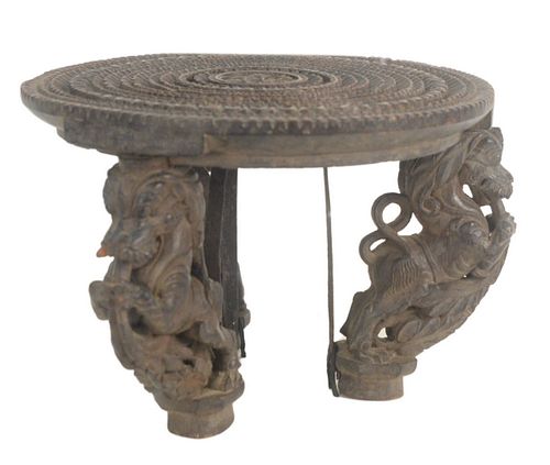 CARVED WOOD CEREMONIAL LOW TABLE 379f28