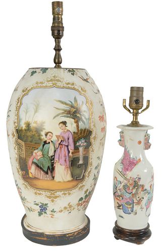 TWO ASIAN VASES TO INCLUDE A FAMILLE 379f98