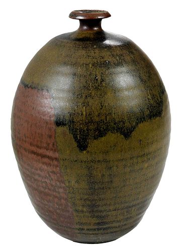 PAUL HUDGINS STONEWARE VASE(American,