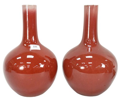 PAIR OF CHINESE OXBLOOD GLAZED
