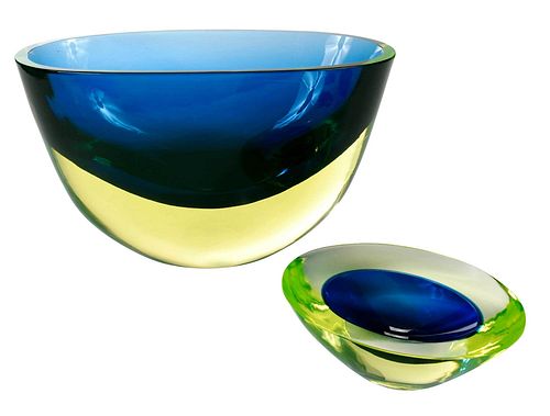 TWO MURANO SOMMERSO ART GLASS BOWLSattributed