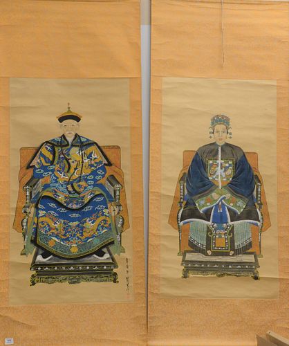 PAIR OF ORIENTAL ANCESTRAL SCROLLS  37a031