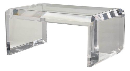 CONTEMPORARY LUCITE AND GLASS TOP 37a0ad