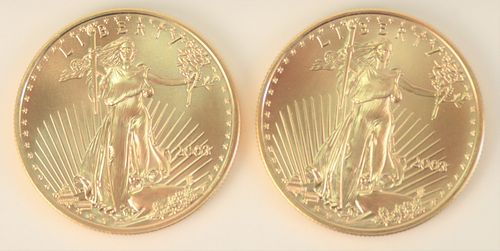 TWO GOLD EAGLES, 2003, 1 OZ. EACH.Two