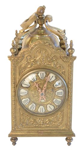 BRASS CARRIAGE CLOCK, WITH ENAMELED