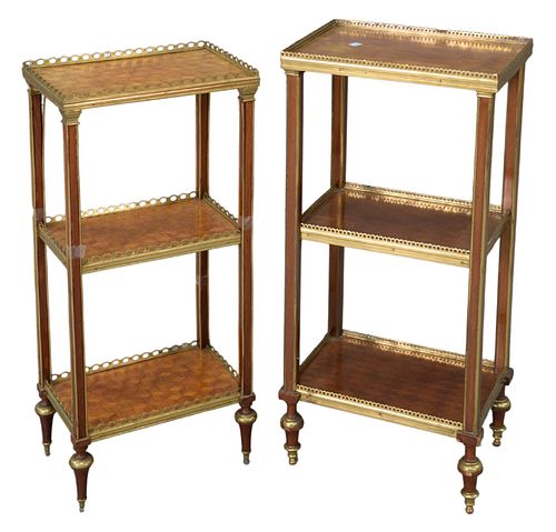 TWO SIMILAR FRENCH THREE TIER PARQUETRY 37a0ee