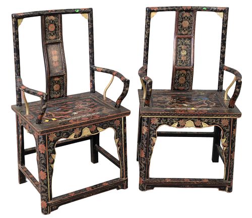 PAIR OF CHINESE ARMCHAIRS, PAINT