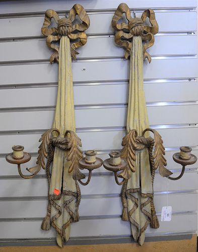 PAIR OF FRENCH GILT METAL AND CARVED 37a104