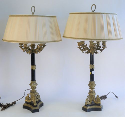 PAIR OF LARGE BRONZE CANDELABRAS  37a113