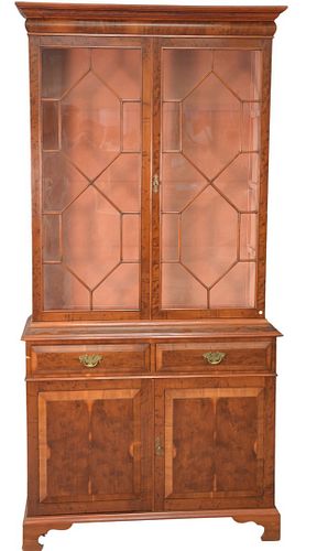 TWO-PART CABINET, WITH GLASS SHELVES,