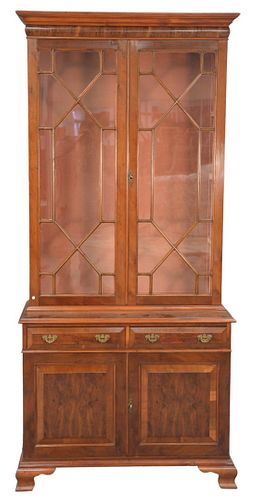 TWO-PART CABINET, WITH GLASS SHELVES,