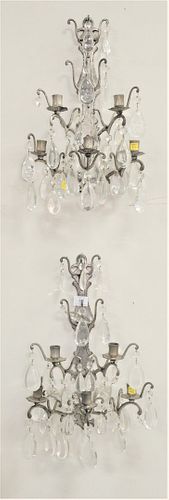 PAIR OF FIVE LIGHT PEWTER SCONCES  37a111