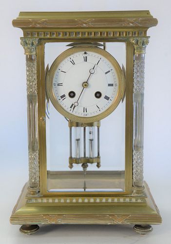 REGULATOR CLOCK BRASS GLASS  37a13b