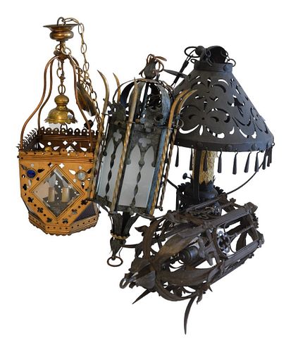 FOUR GOTHIC REVIVAL HANGING LANTERNS  37a146