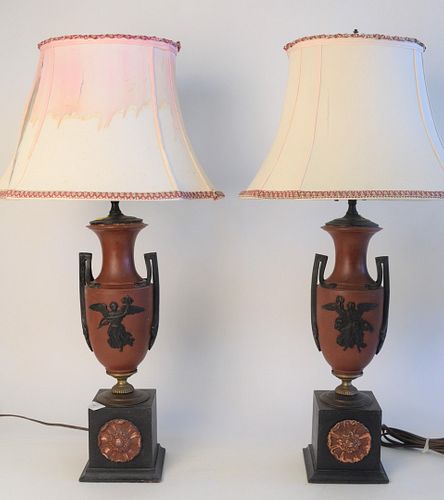 PAIR OF BASALT TABLE LAMPS URN 37a14b