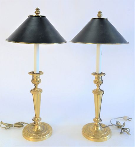 PAIR OF FRENCH GILT BRONZE CANDLESTICKS  37a158