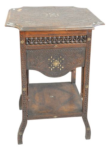MOORISH CARVED TABLE WITH SHAPED 37a166
