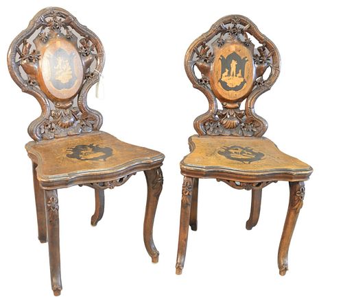 PAIR BLACK FOREST SIDE CHAIRS  37a15e