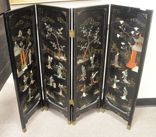 JAPANESE FOUR PANEL SCREEN, WITH