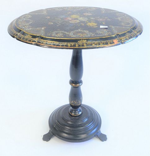 PAPIER MACHE TIP TABLE, WITH PAINTED