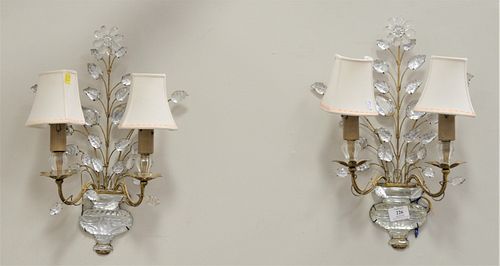 PAIR OF TWO LIGHT CANDLE SCONCES  37a1a8