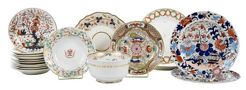 18 PIECES DECORATED ENGLISH CREAMWARE,