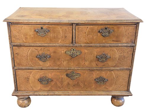 BURLWOOD QUEEN ANNE STYLE CHEST  37a1e1