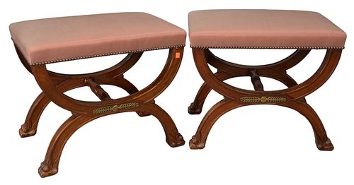 PAIR OF CONTINENTAL BENCHES, WITH