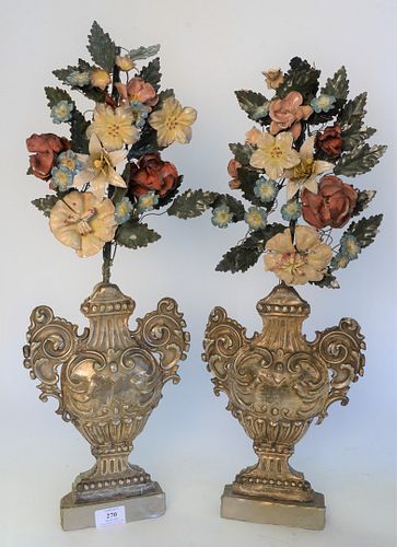 PAIR OF BAROQUE MANTLE GARNITURES,